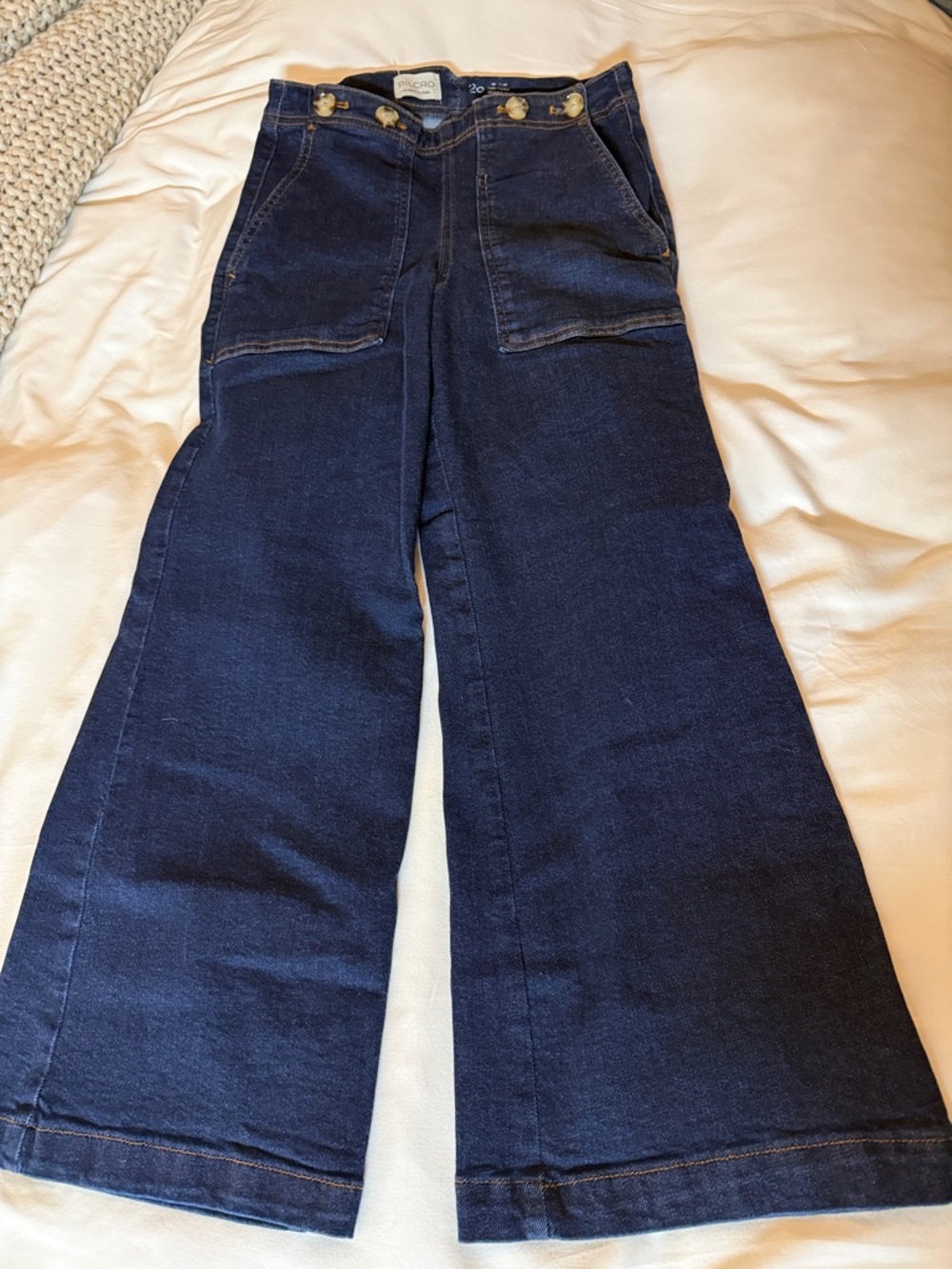 Pilcro Wide-Leg High-Rise crop Jeans in Dark Indigo